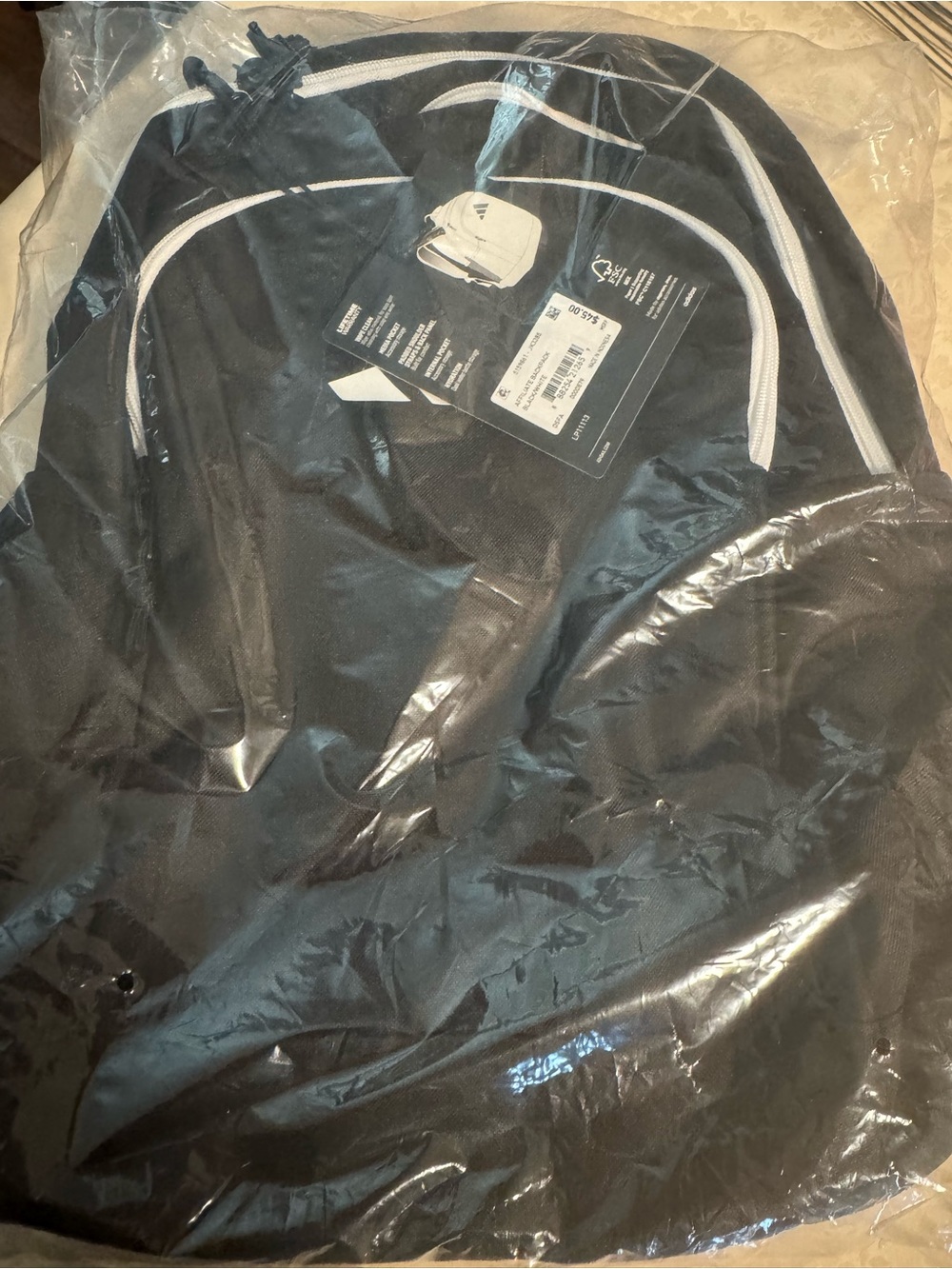 adidas Black Jacket with White Piping